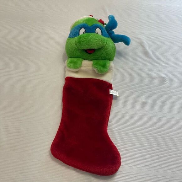 Vtg TMNT Teenage Mutant Ninja Turtles Plush CHRISTMAS Stocking 1990 Leonardo EUC - Picture 1 of 8
